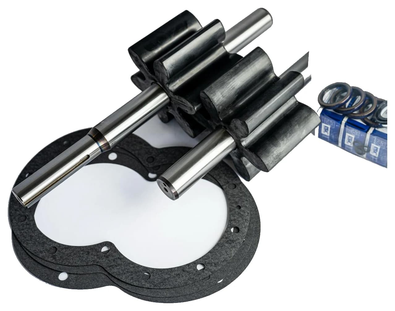 PK200S repair kit contents — drive and idler gear assemblies, bearings, seals and gasket set